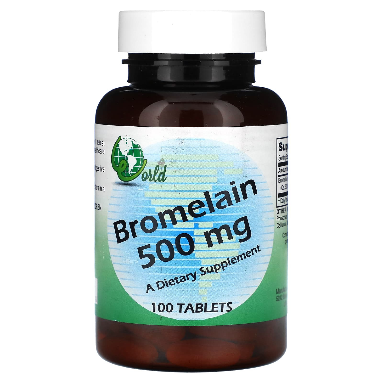 World Organic, Bromelain, 500 mg, 100 Tablets - Image 1