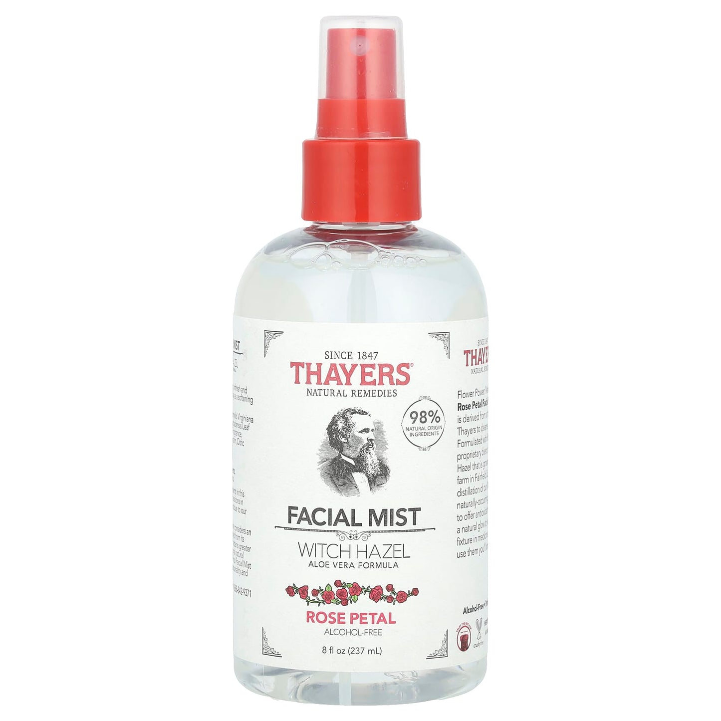 Thayers, Witch Hazel Facial Mist, Alcohol-Free, Rose Petal, 8 fl oz (237 ml) - Image 1