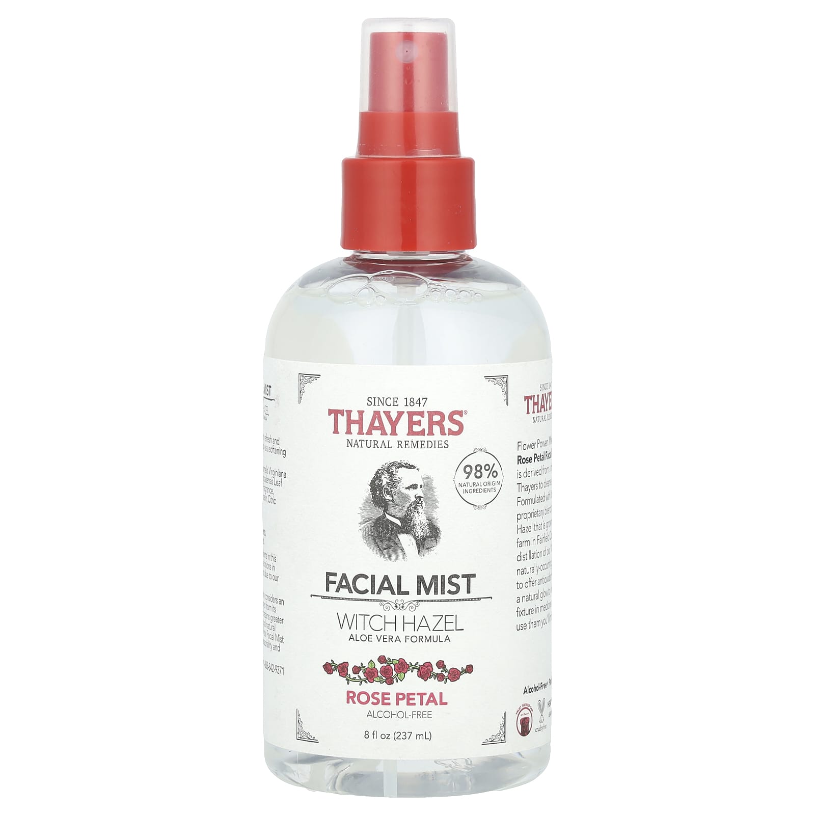 Thayers, Witch Hazel Facial Mist, Alcohol-Free, Rose Petal, 8 fl oz (237 ml) - Image 1