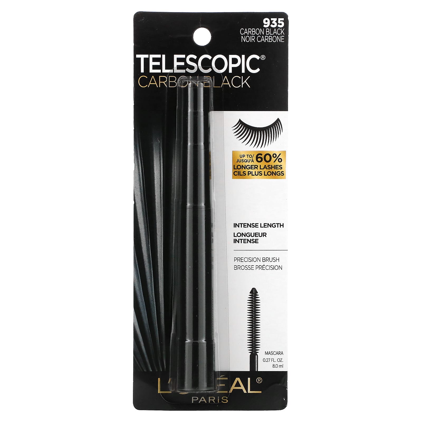 L'Oréal, Telescopic Carbon Black Mascara, 935 Carbon Black, 0.27 fl oz (8 ml) - Image 2