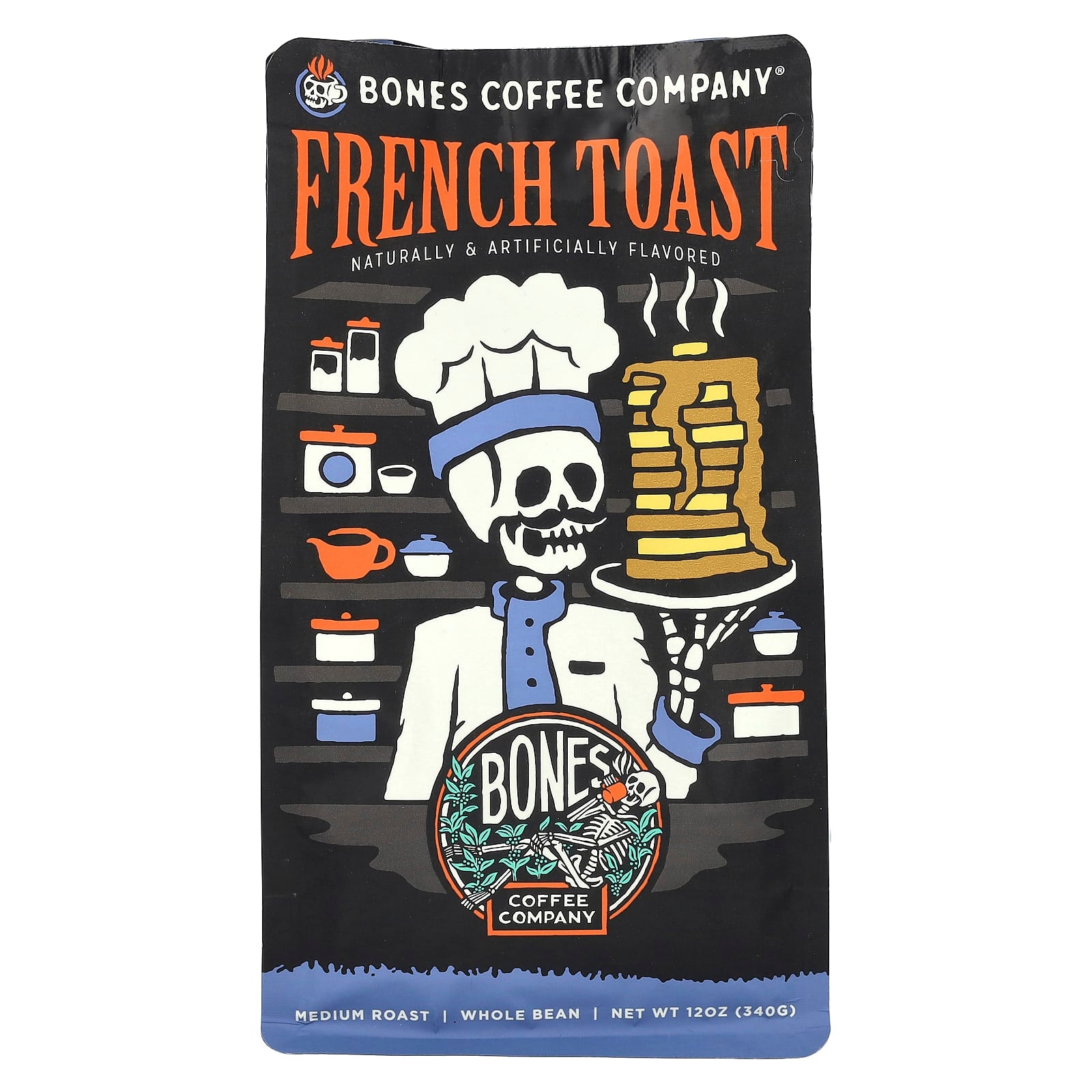 Bones Coffee French Toast Whole Bean Medium Roast 12 oz - Image 1