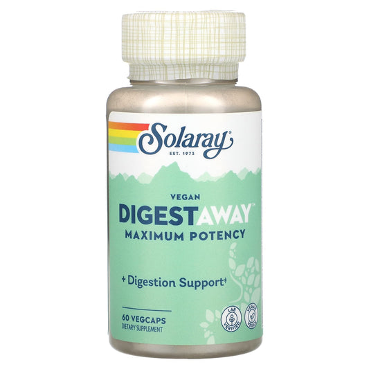 Solaray, Vegan Digestaway, Maximum Potency, 60 VegCaps - Image 1