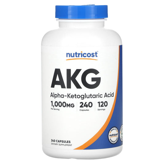 Nutricost, AKG (Alpha-Ketoglutaric Acid), 240 Capsules (500 mg per Capsule) - Image 1