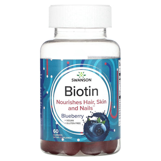 Swanson, Biotin, Blueberry, 60 Gummies - Image 1