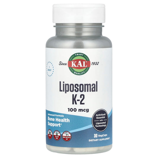 KAL, Liposomal K-2, 100 mcg, 30 VegCaps - Image 1