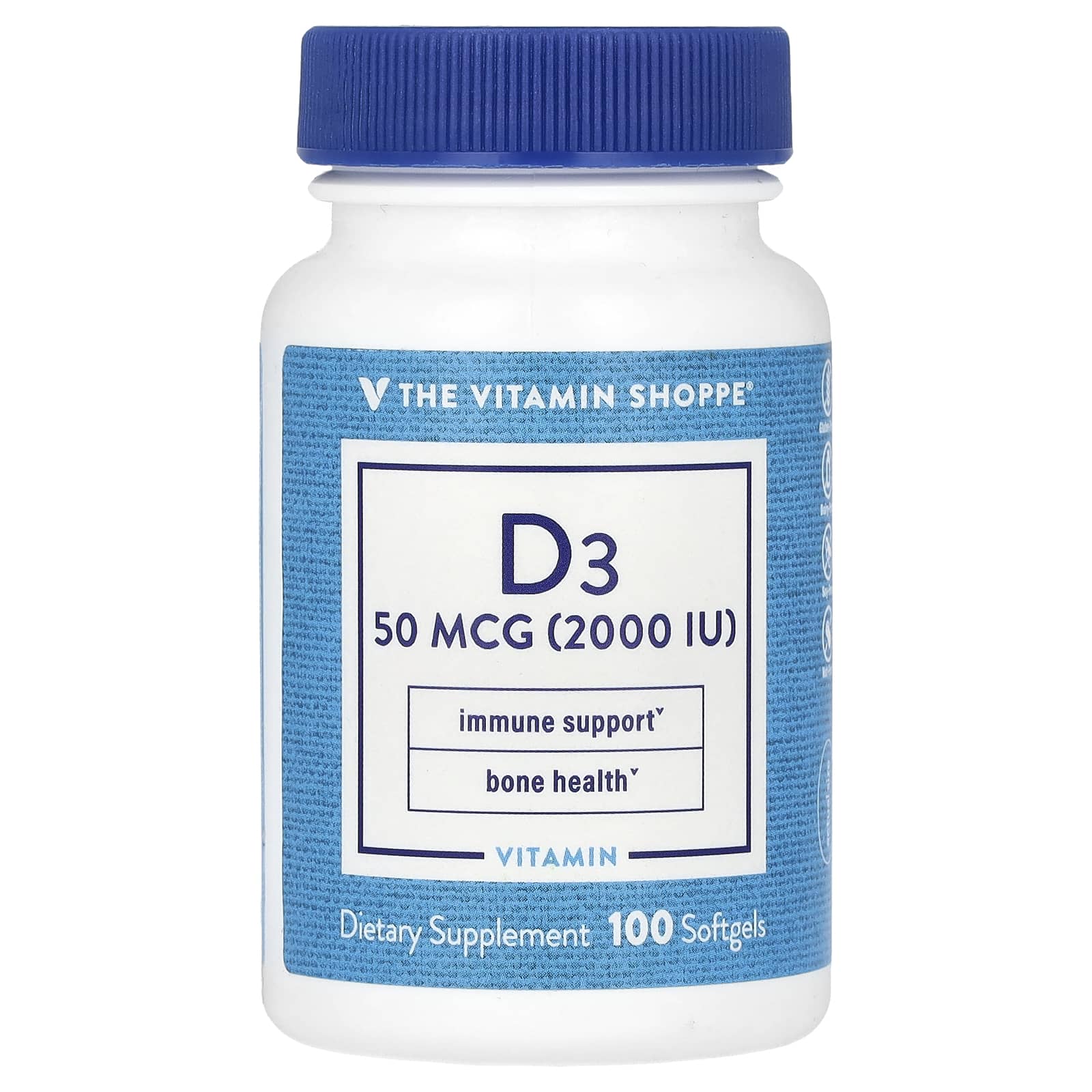 The Vitamin Shoppe, Vitamin D3, 50 mcg (2,000 IU), 100 Softgels - Image 1