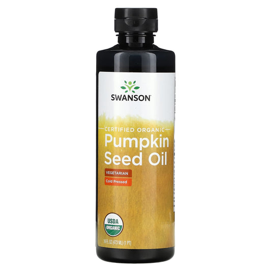 Swanson, Certified Organic Pumpkin Seed Oil, 16 fl oz (473 ml) - Image 1