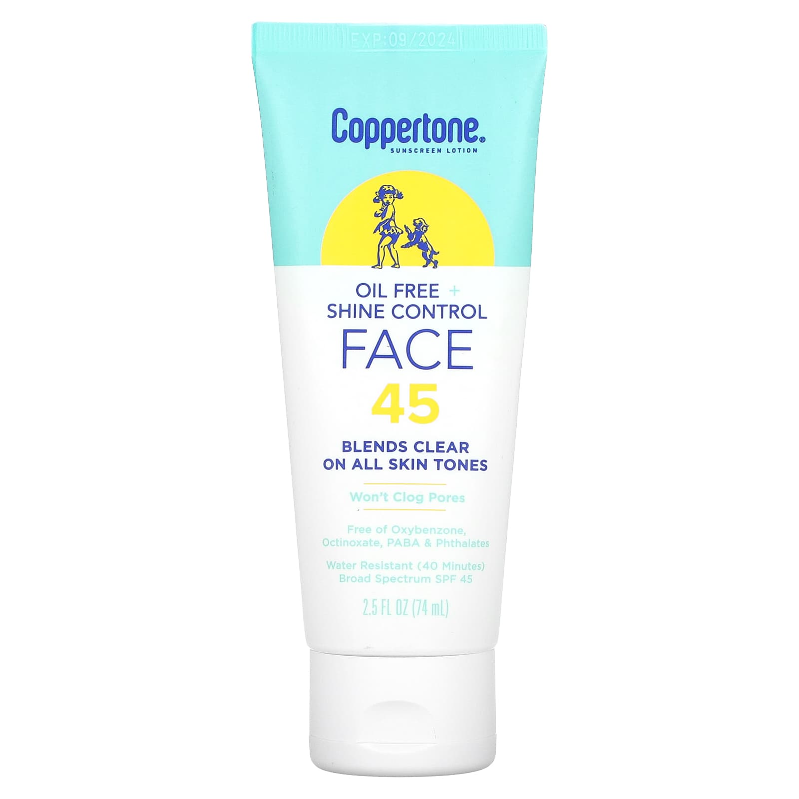Coppertone Oil Free Sunscreen Lotion, SPF 45, 2.5 fl oz - Image 1
