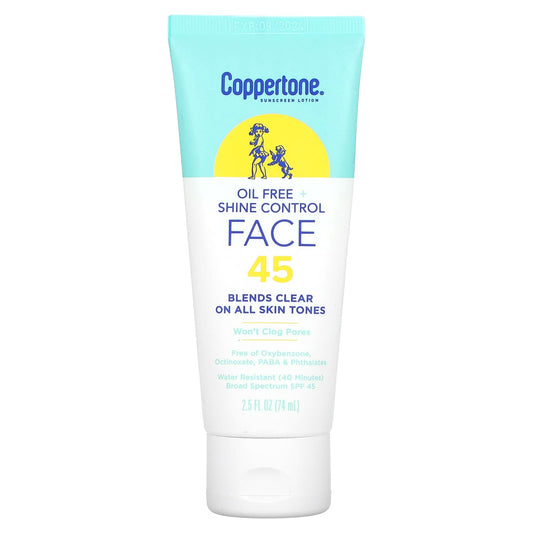 Coppertone Oil Free Sunscreen Lotion, SPF 45, 2.5 fl oz - Image 1