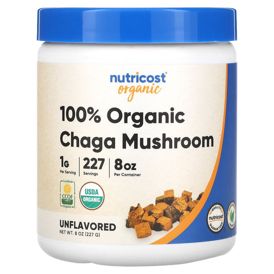 Nutricost, 100% Organic Chaga Mushroom, Unflavored, 8 oz (227 g) - Image 1