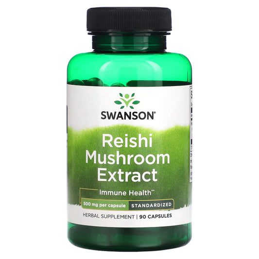 Swanson, Reishi Mushroom Extract, Standardized, 500 mg, 90 Capsules - Image 1