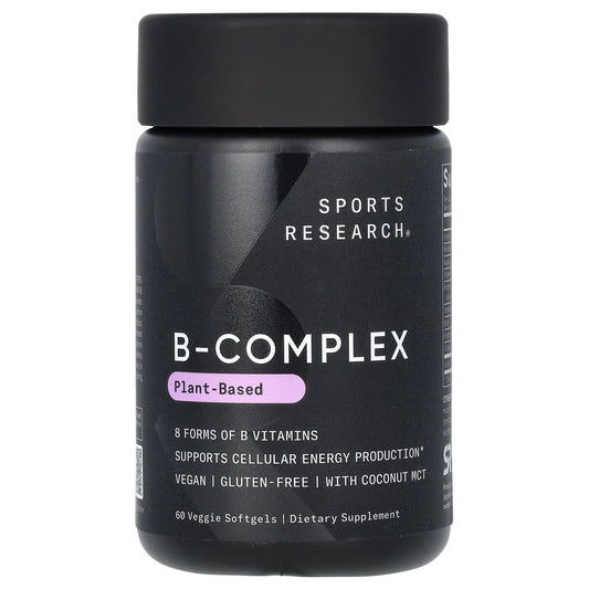 Sports Research, B-Complex, Plant-Based, 60 Veggie Softgels - Image 1