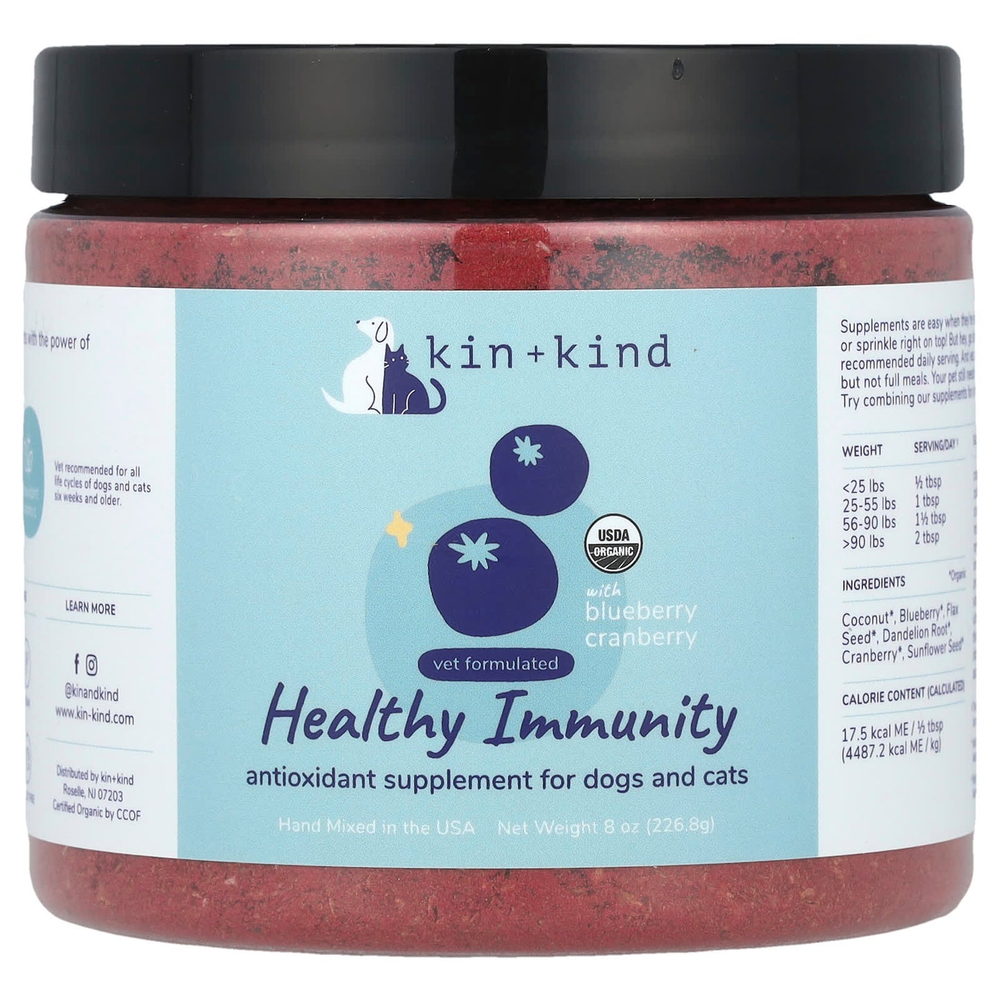 Kin+Kind, Healthy Immunity With Blueberry Cranberry, For Dogs and Cats, 8 oz (226.8 g) - Image 1