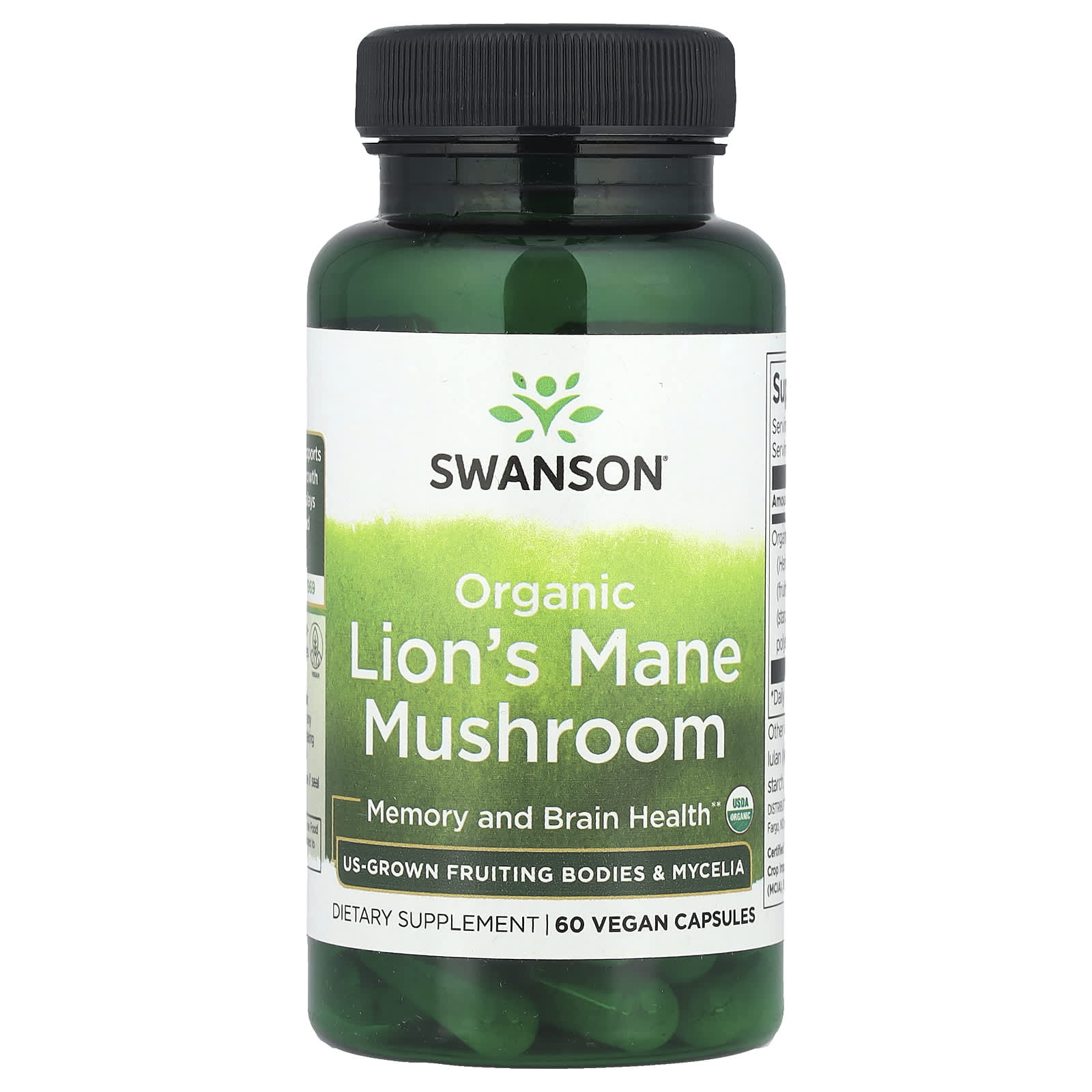 Swanson, Organic Lion's Mane Mushroom, 60 Vegan Capsules (500 mg per Capsule) - Image 1