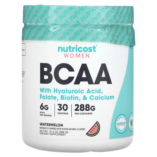 Nutricost, Women, BCAA With Hyaluronic Acid, Folate, Biotin, & Calcium , Watermelon, 10.2 oz (288 g) - Image 1