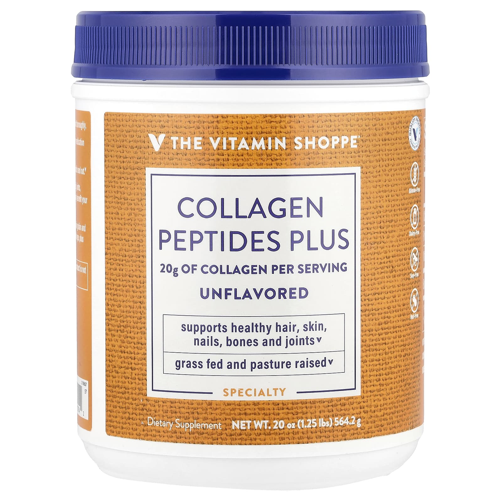 The Vitamin Shoppe, Collagen Peptides Plus, Unflavored, 20 oz (564.2 g) - Image 1