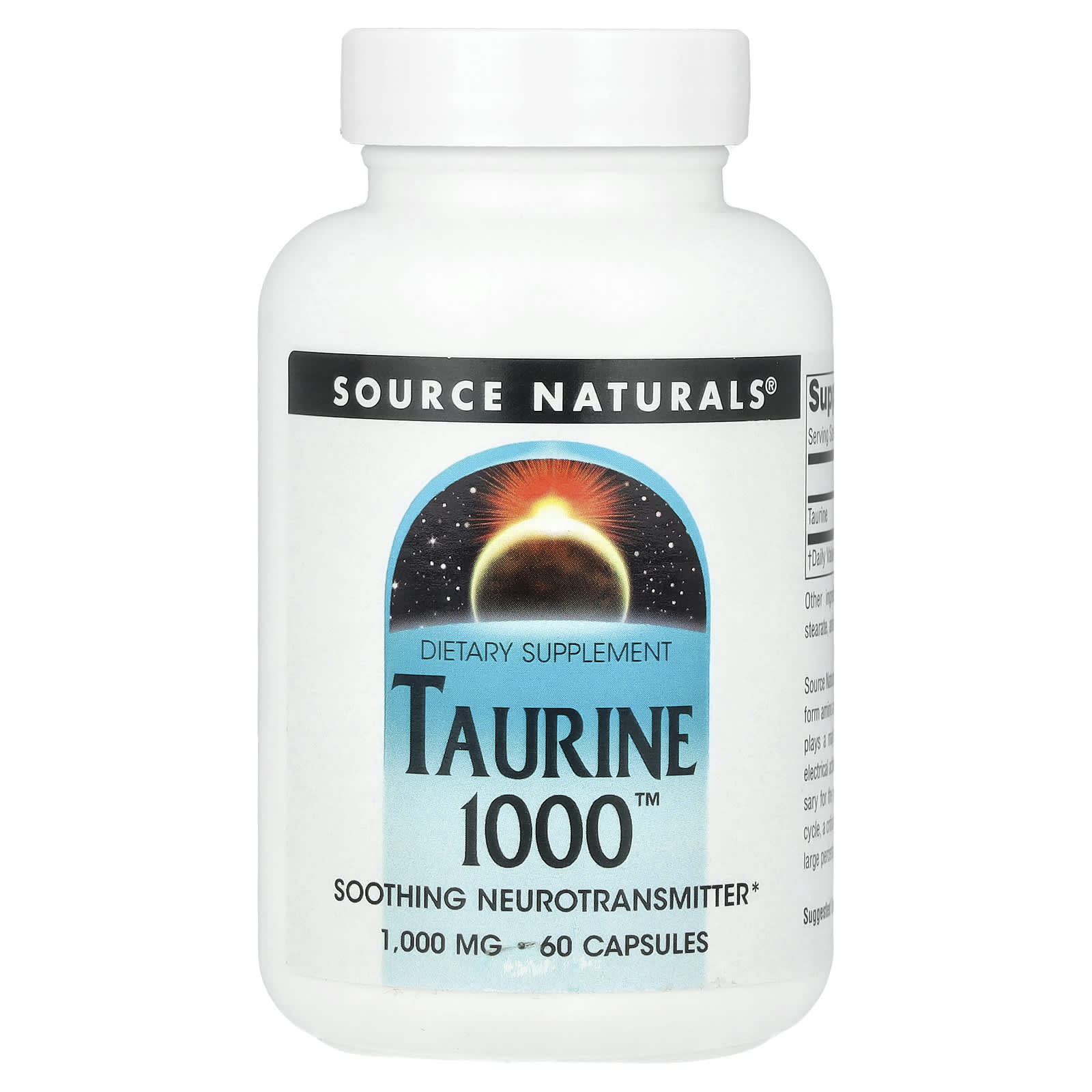 Source Naturals, Taurine 1000™, 1,000 mg, 60 Capsules - Image 1