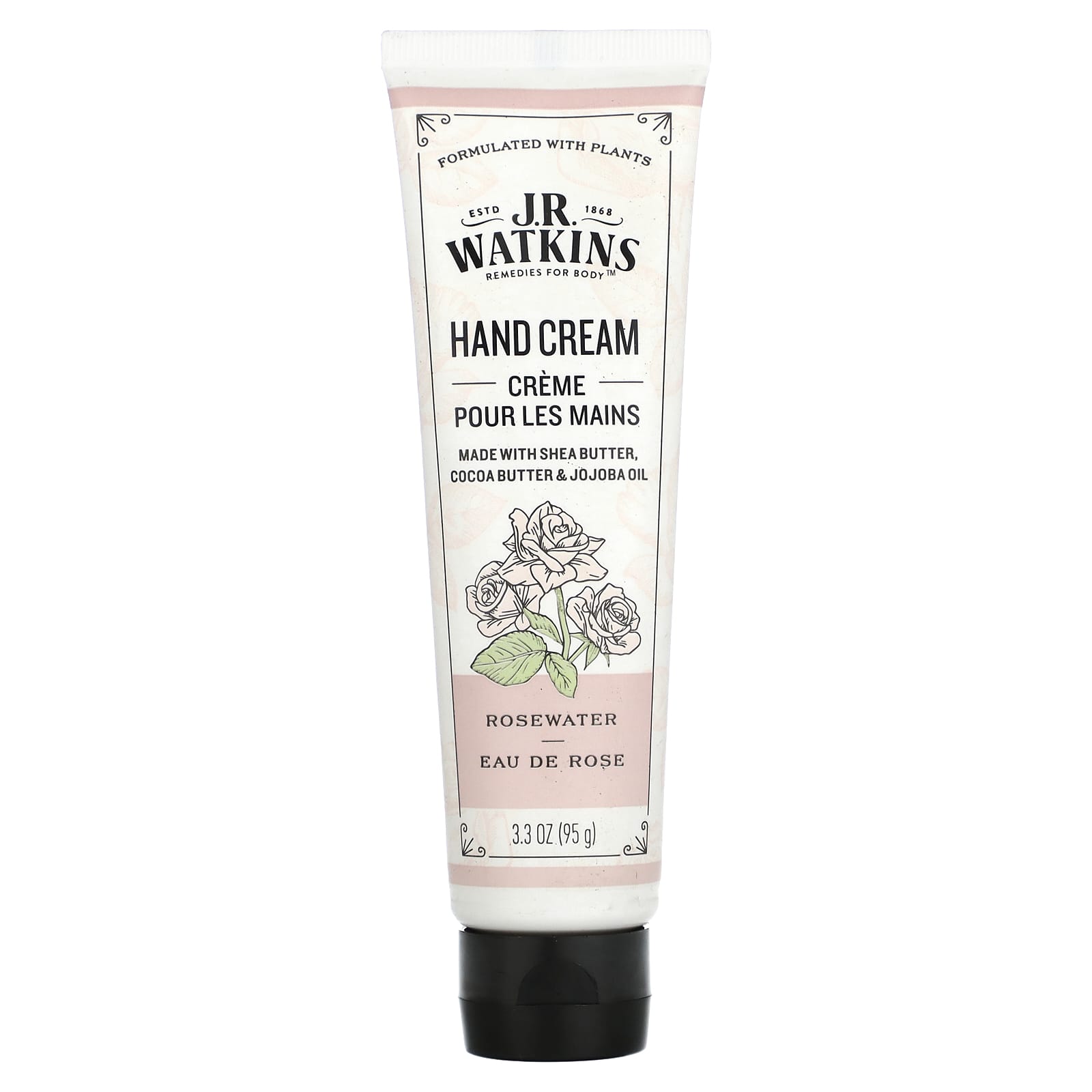 J R Watkins Hand Cream with Rosewater & Natural Butters, 3.3 oz - Image 1