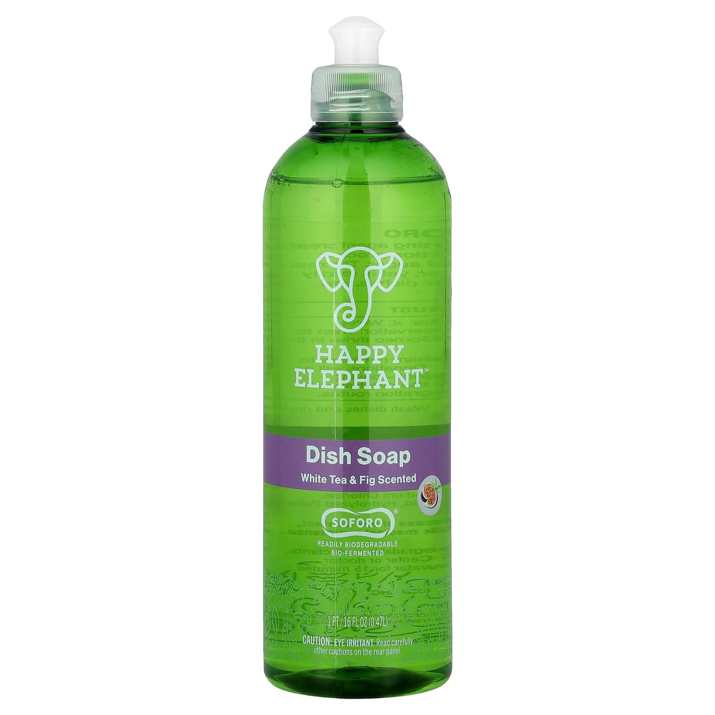 White Tea & Fig Dish Soap by Happy Elephant - Eco-Friendly, Biodegradable, 16 fl oz - Image 1