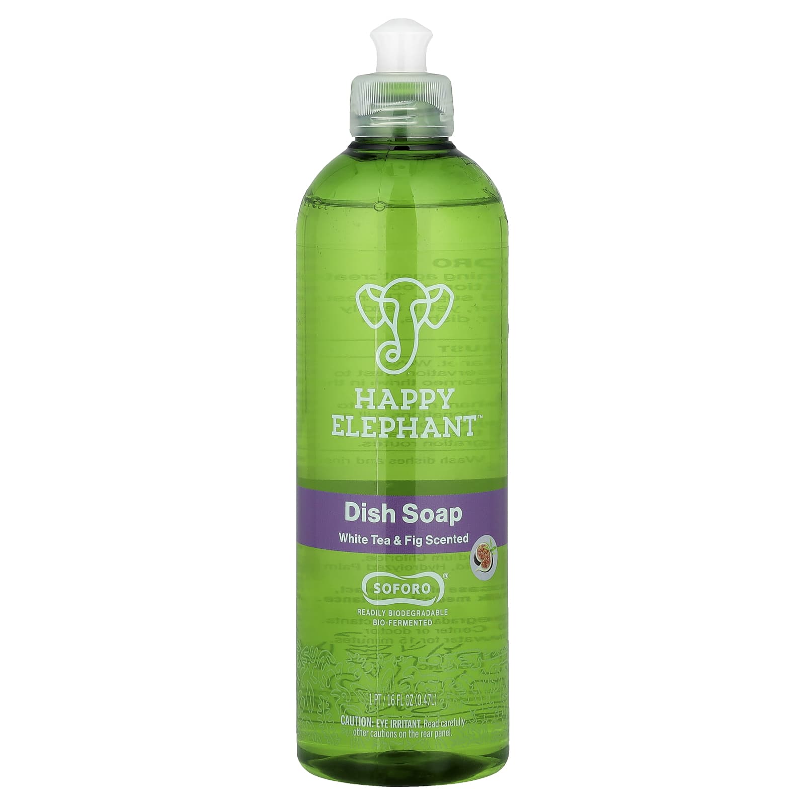 White Tea & Fig Dish Soap by Happy Elephant - Eco-Friendly, Biodegradable, 16 fl oz - Image 1