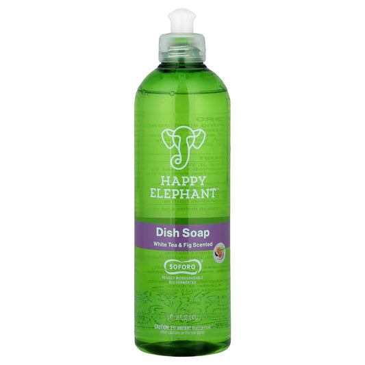 White Tea & Fig Dish Soap by Happy Elephant - Eco-Friendly, Biodegradable, 16 fl oz - Image 1