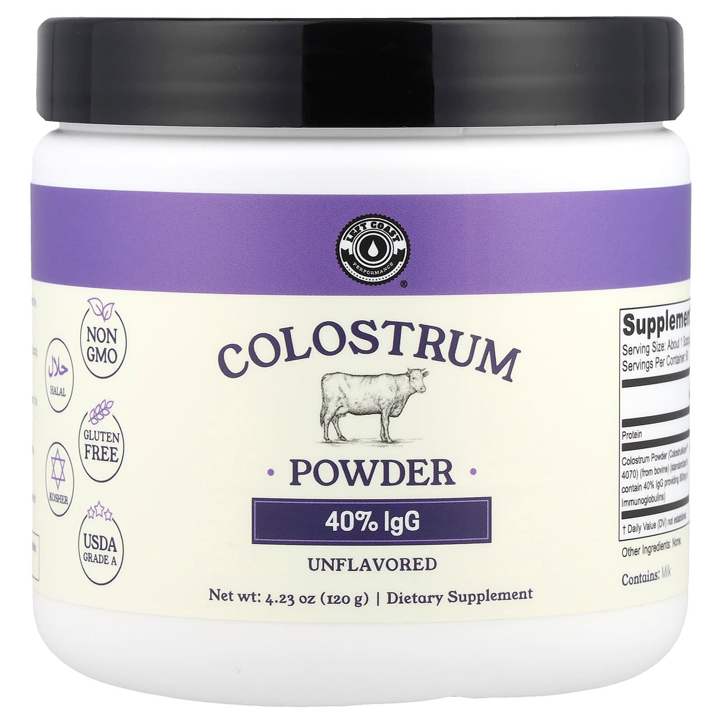 Left Coast Performance, Colostrum Powder, Unflavored, 4.23 oz (120 g) - Image 1