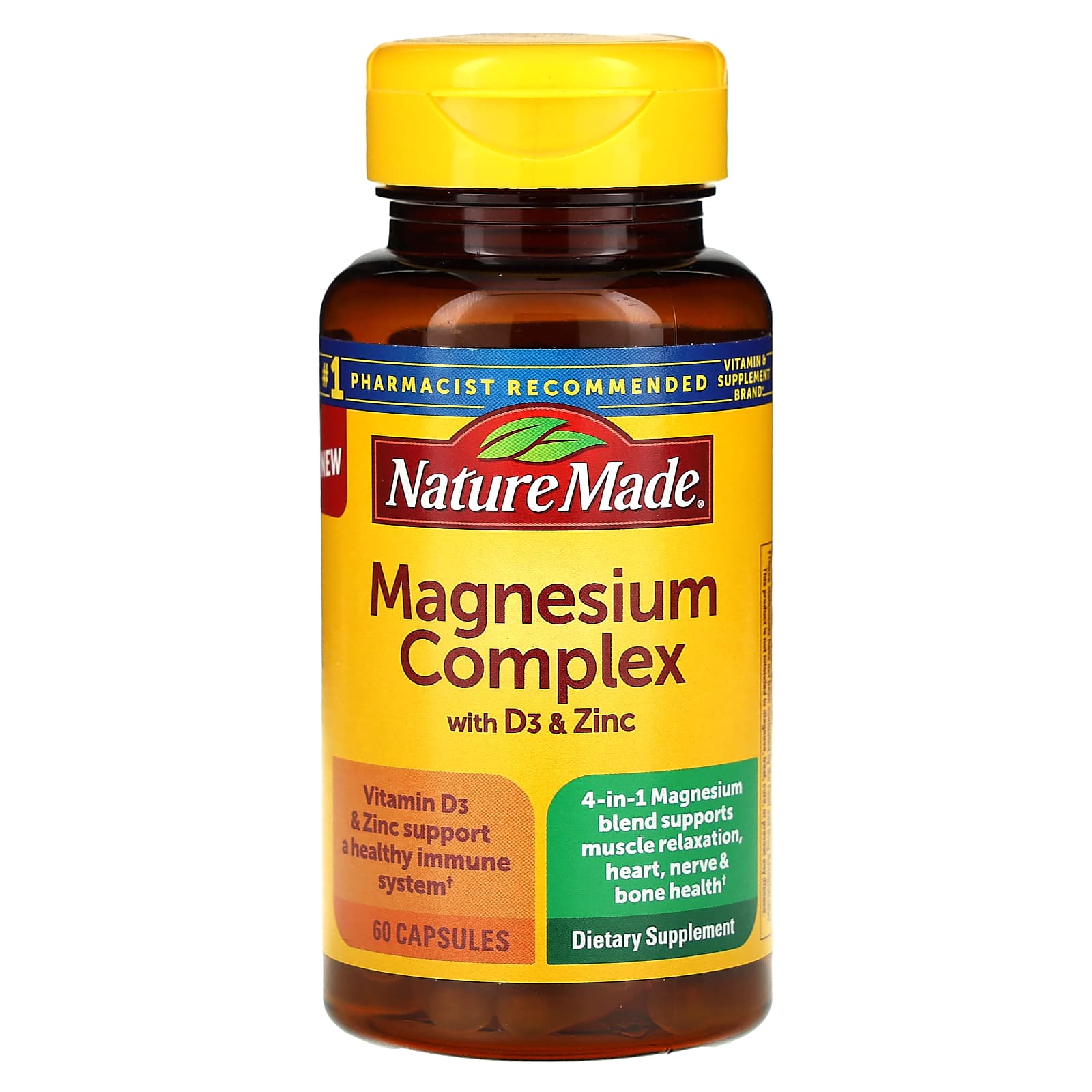 Nature Made, Magnesium Complex with D3 & Zinc, 60 Capsules - Image 1