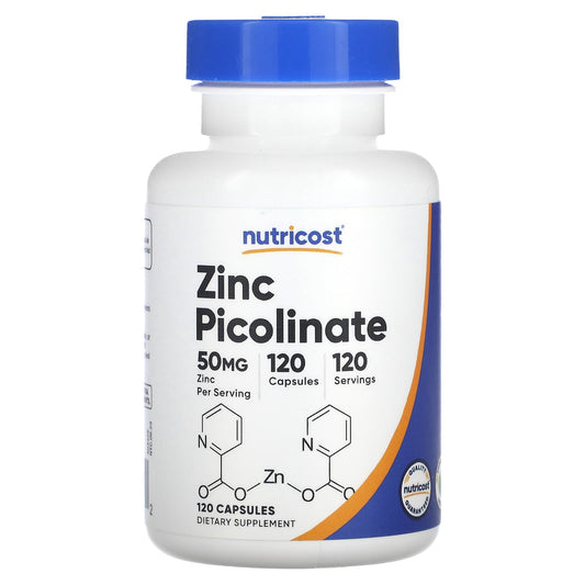 Nutricost, Zinc Picolinate, 50 mg, 120 Capsules - Image 1