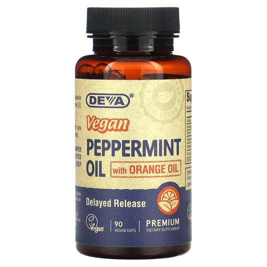 Vegan Peppermint Oil & Orange Oil Capsules by Deva - 90 Capsules - Image 1
