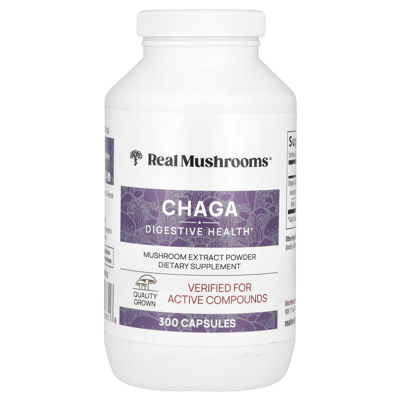 Real Mushrooms, Chaga, Mushroom Extract Powder, 300 Capsules - Image 1