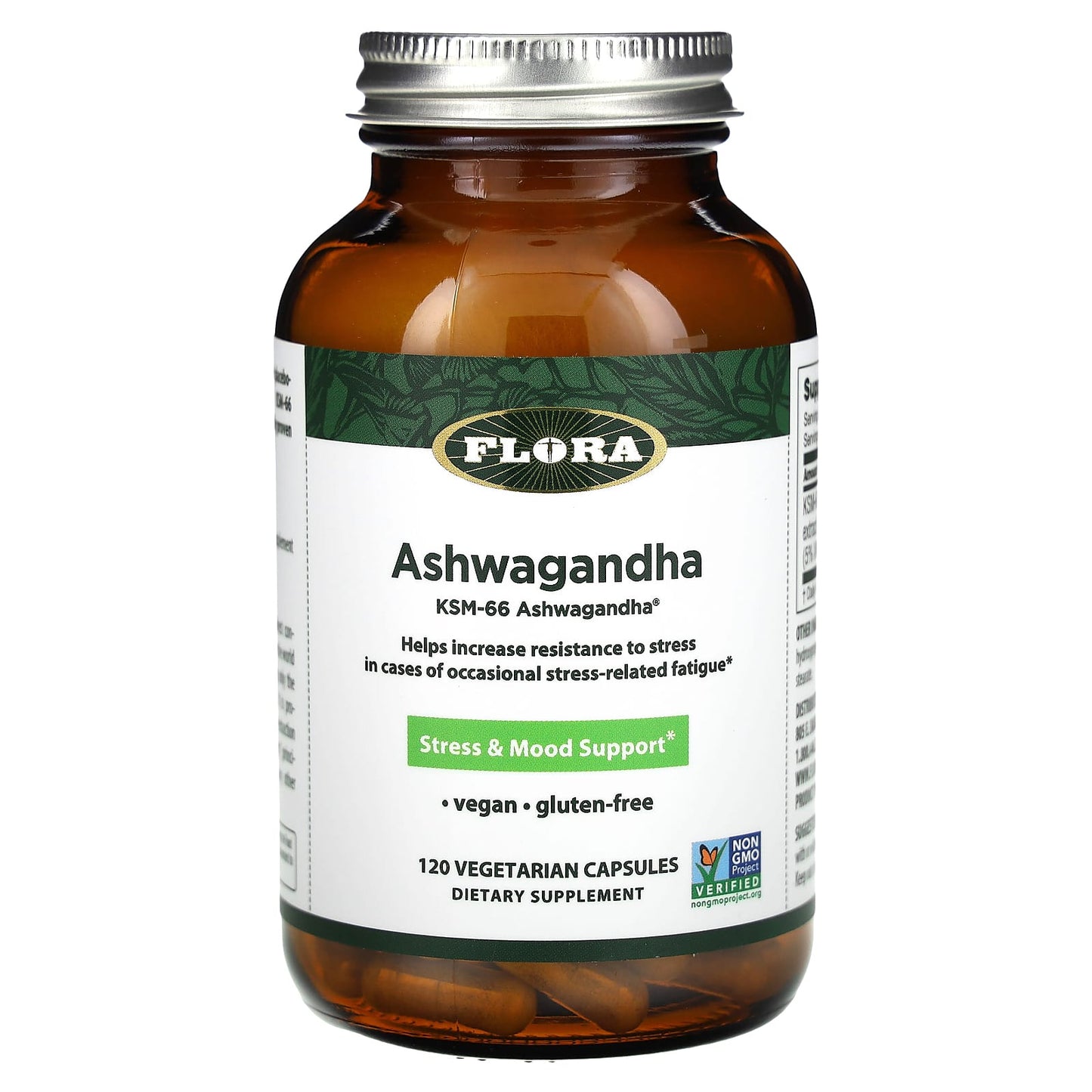 Stress Relief with Flora KSM-66 Ashwagandha, 120 Capsules (300mg) - Image 1