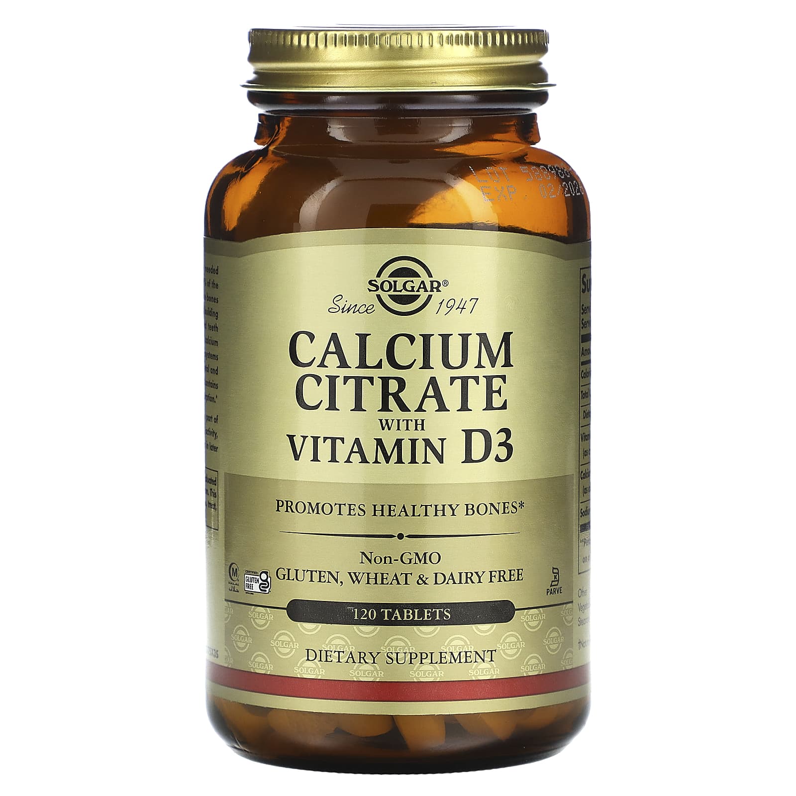 Solgar, Calcium Citrate with Vitamin D3, 120 Tablets - Image 1