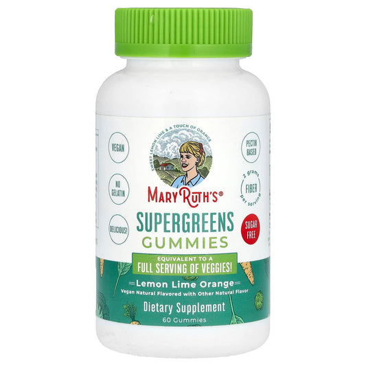 MaryRuth's, Supergreens Gummies, Sugar Free, Lemon Lime Orange, 60 Gummies