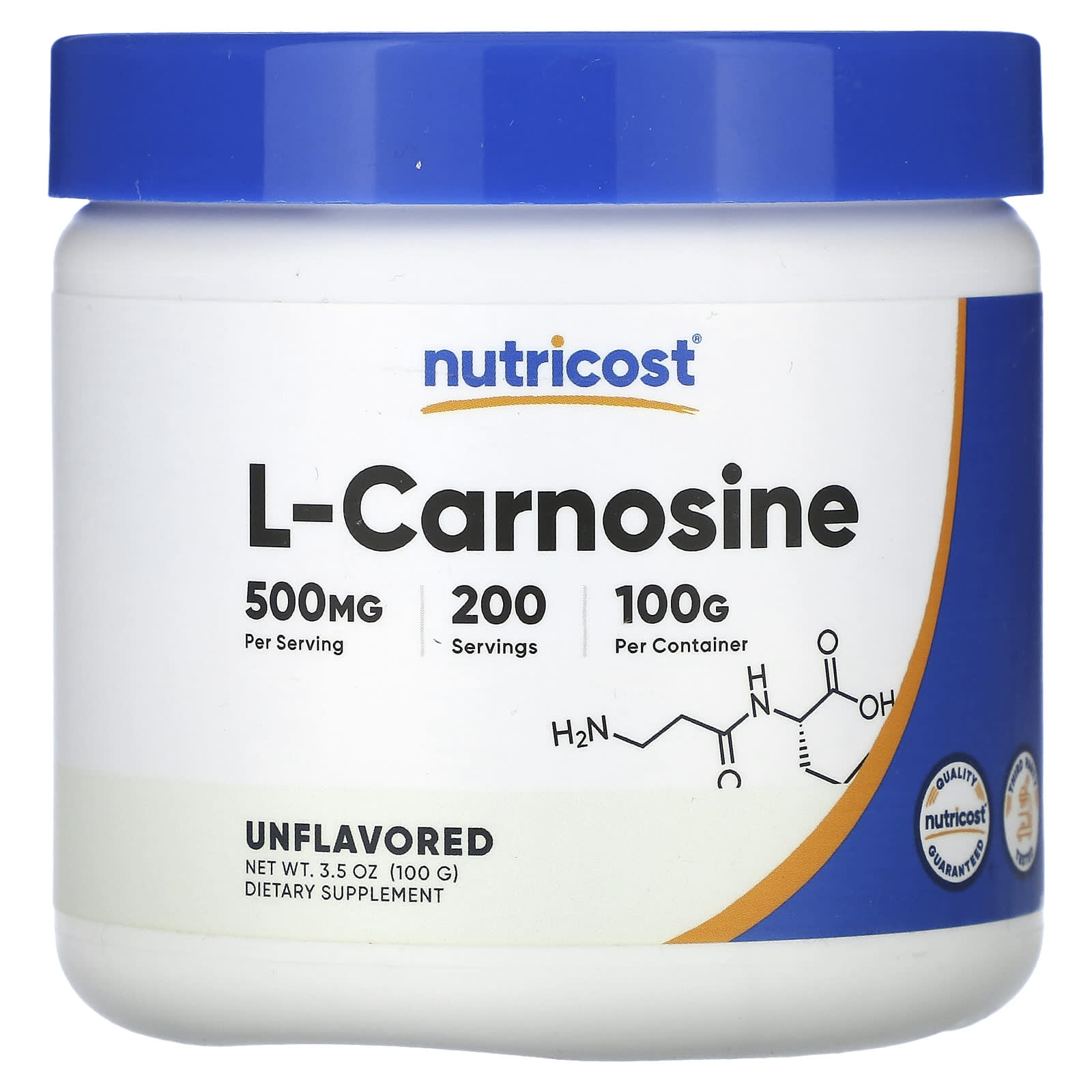 Nutricost, L-Carnosine, Unflavored, 3.5 oz (100 g) - Image 1