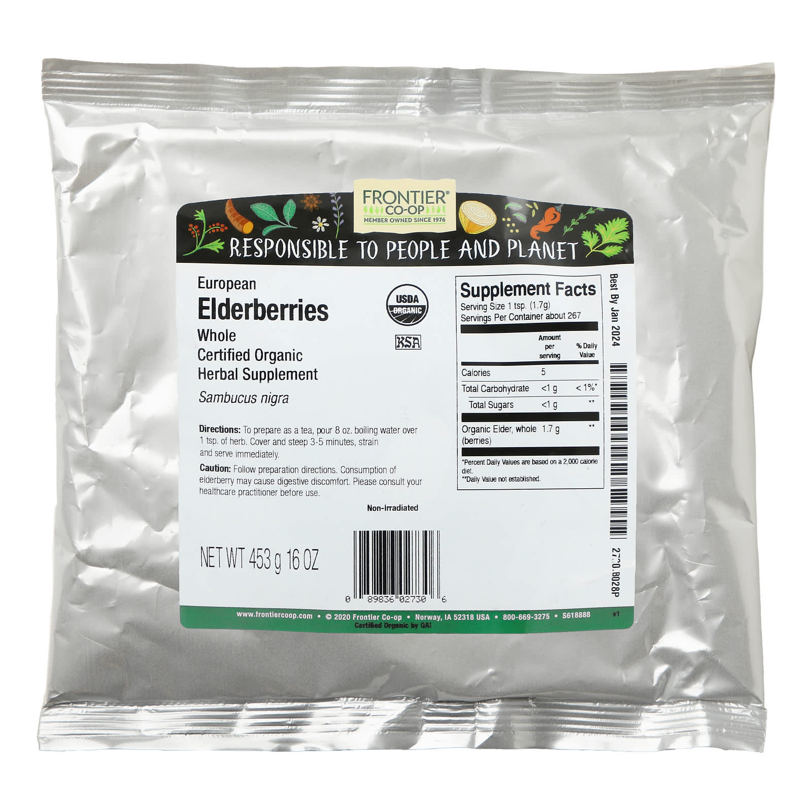 Organic European Elderberries - Frontier Co-op, 16 oz (453g) - Image 2