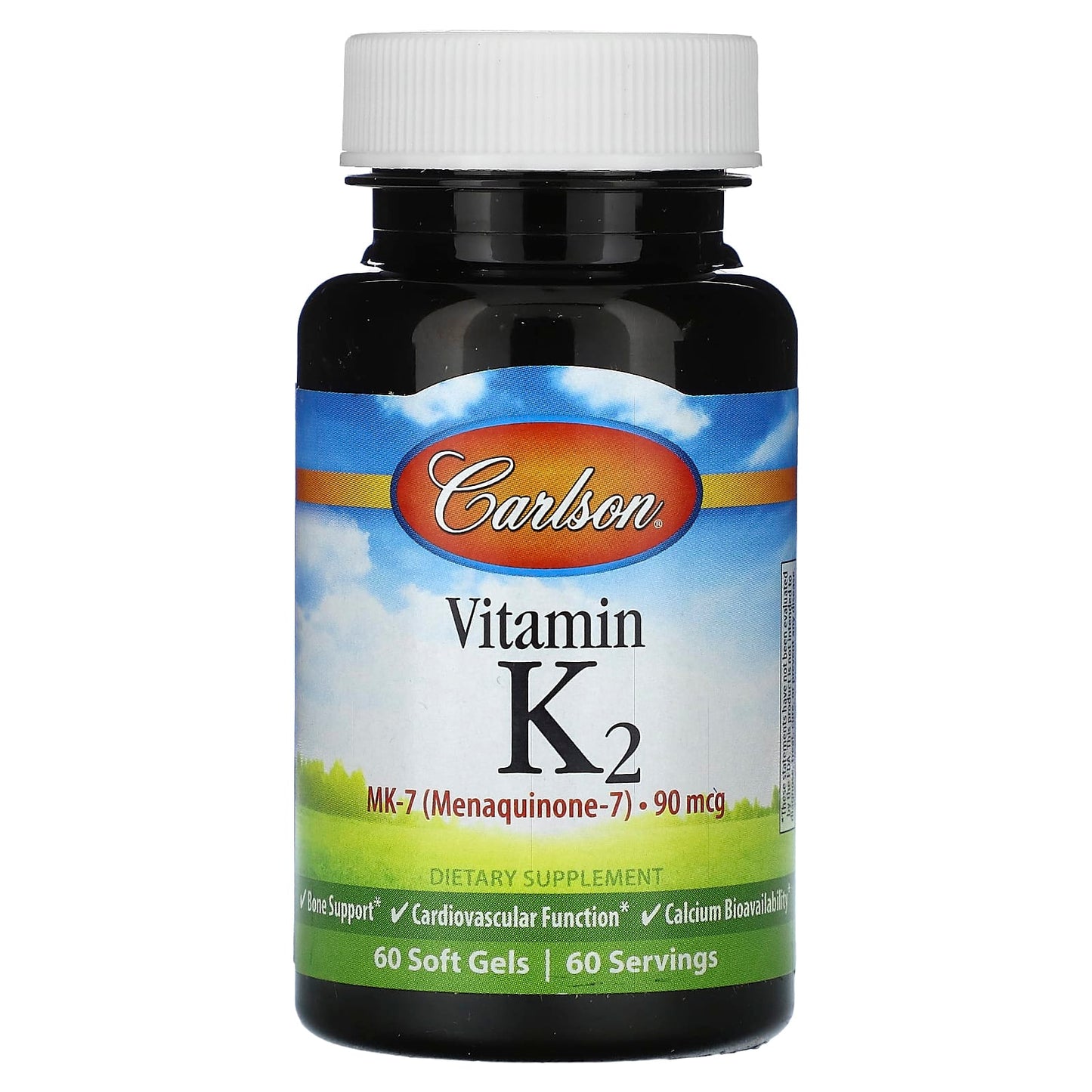 Carlson Vitamin K2 90 mcg MK-7 Bone & Heart Health, 60 Soft Gels - Image 1