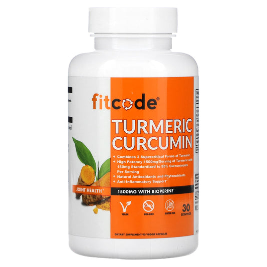 Turmeric Curcumin Supplement by Fitcode - 1500mg with BioPerine - Image 1