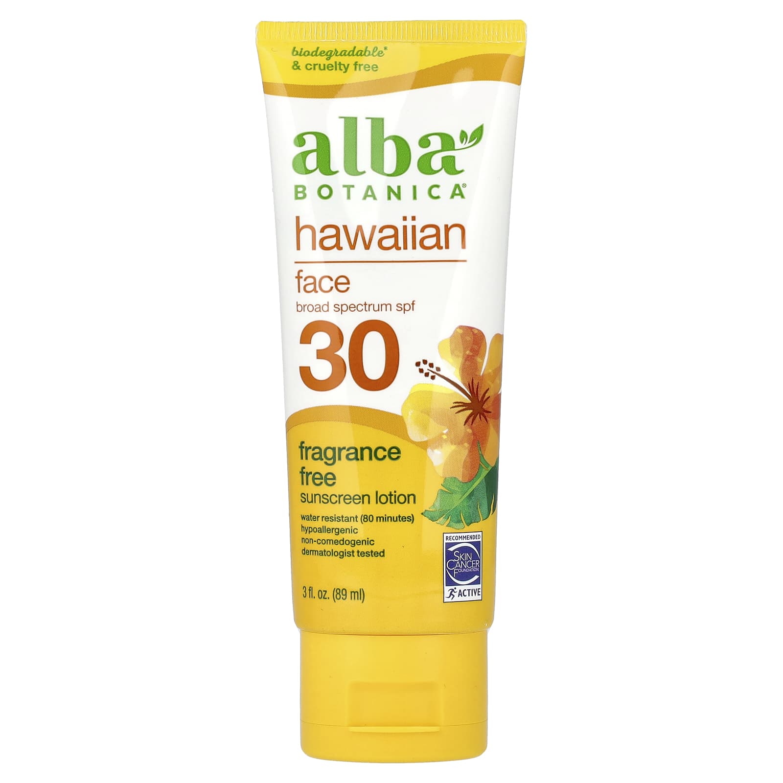 Alba Botanica Hawaiian Face Sunscreen Lotion SPF 30 Fragrance Free - Image 1