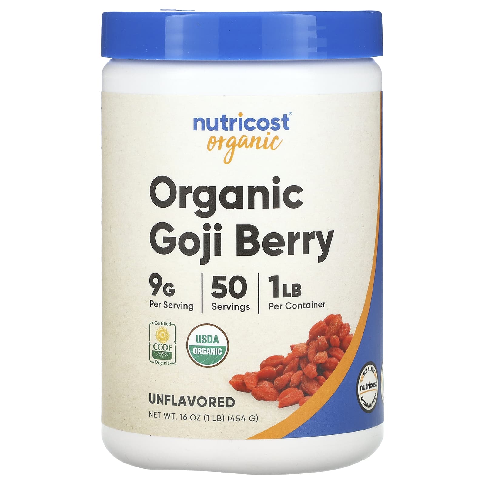 Nutricost, Organic Goji Berry, Unflavored, 1 lb (454 g) - Image 1