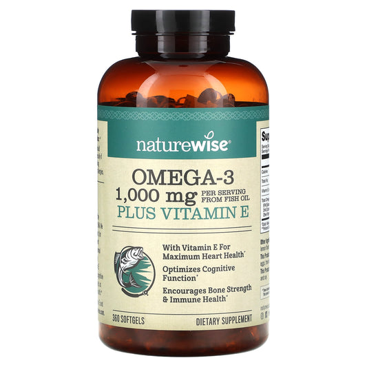 NatureWise, Omega-3 Plus Vitamin E, 360 Softgels - Image 1