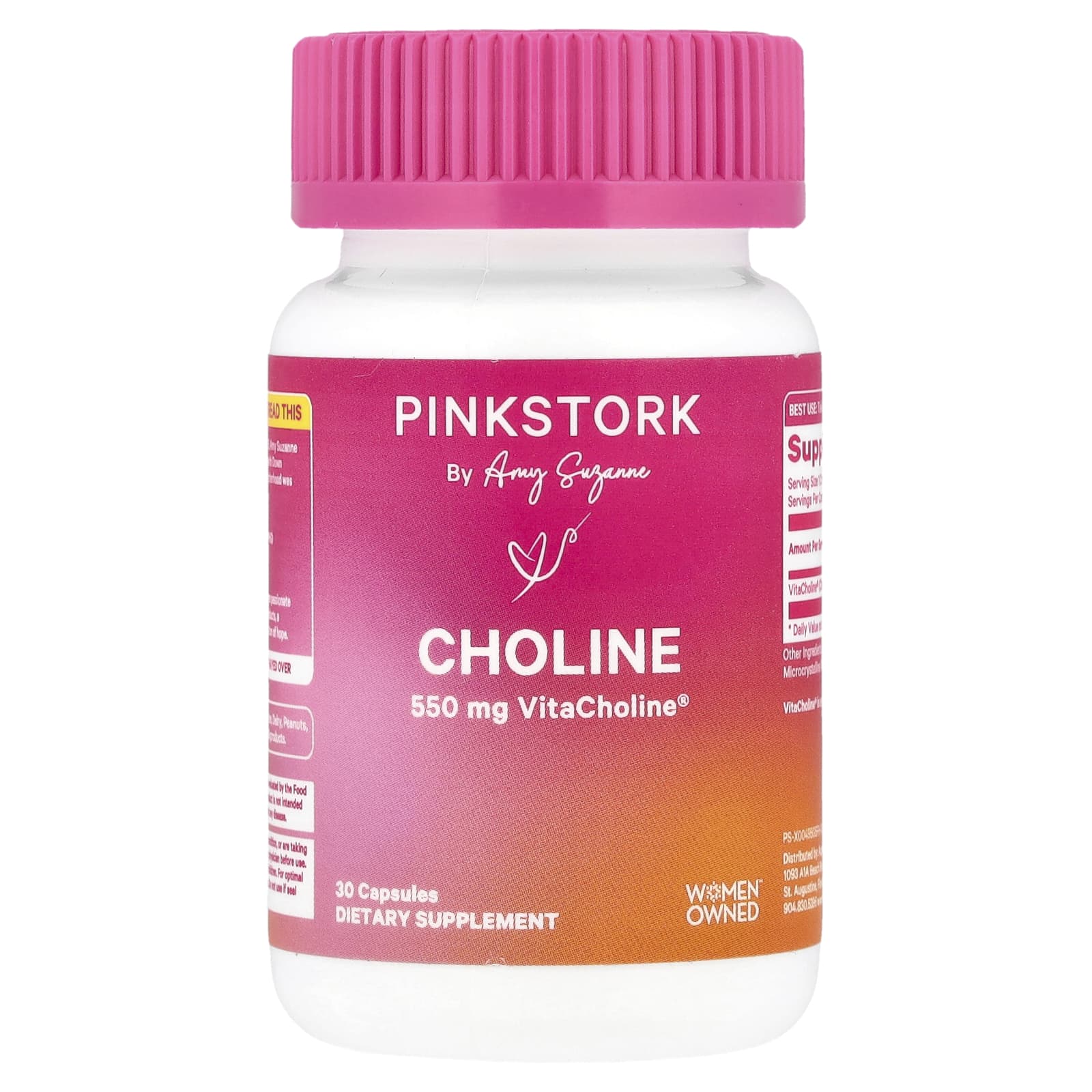 Pink Stork, Choline, 550 mg, 30 Capsules - Image 1