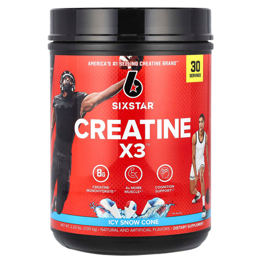 SIXSTAR, Creatine X3, Icy Snow Cone, 2.2 lbs (1 kg) - Image 1