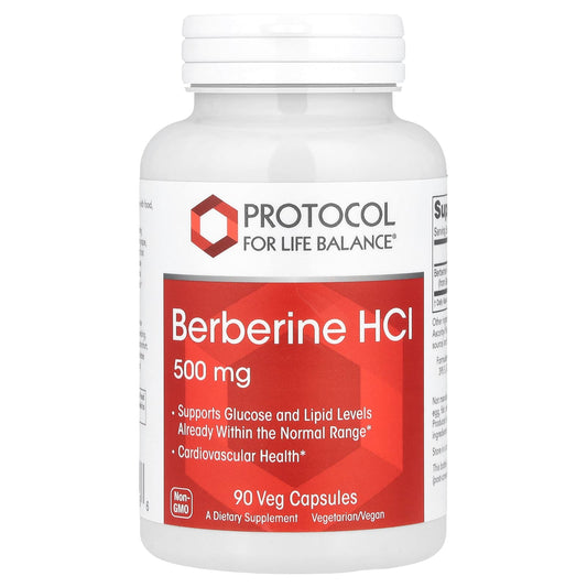 Protocol for Life Balance, Berberine HCl, 500 mg, 90 Veg Capsules - Image 1
