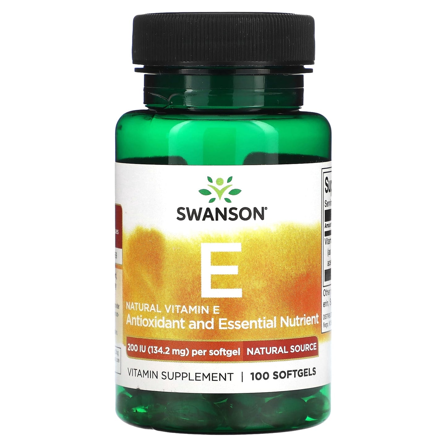 Swanson, Natural Vitamin E, 134.2 mg, 100 Softgels - Image 1