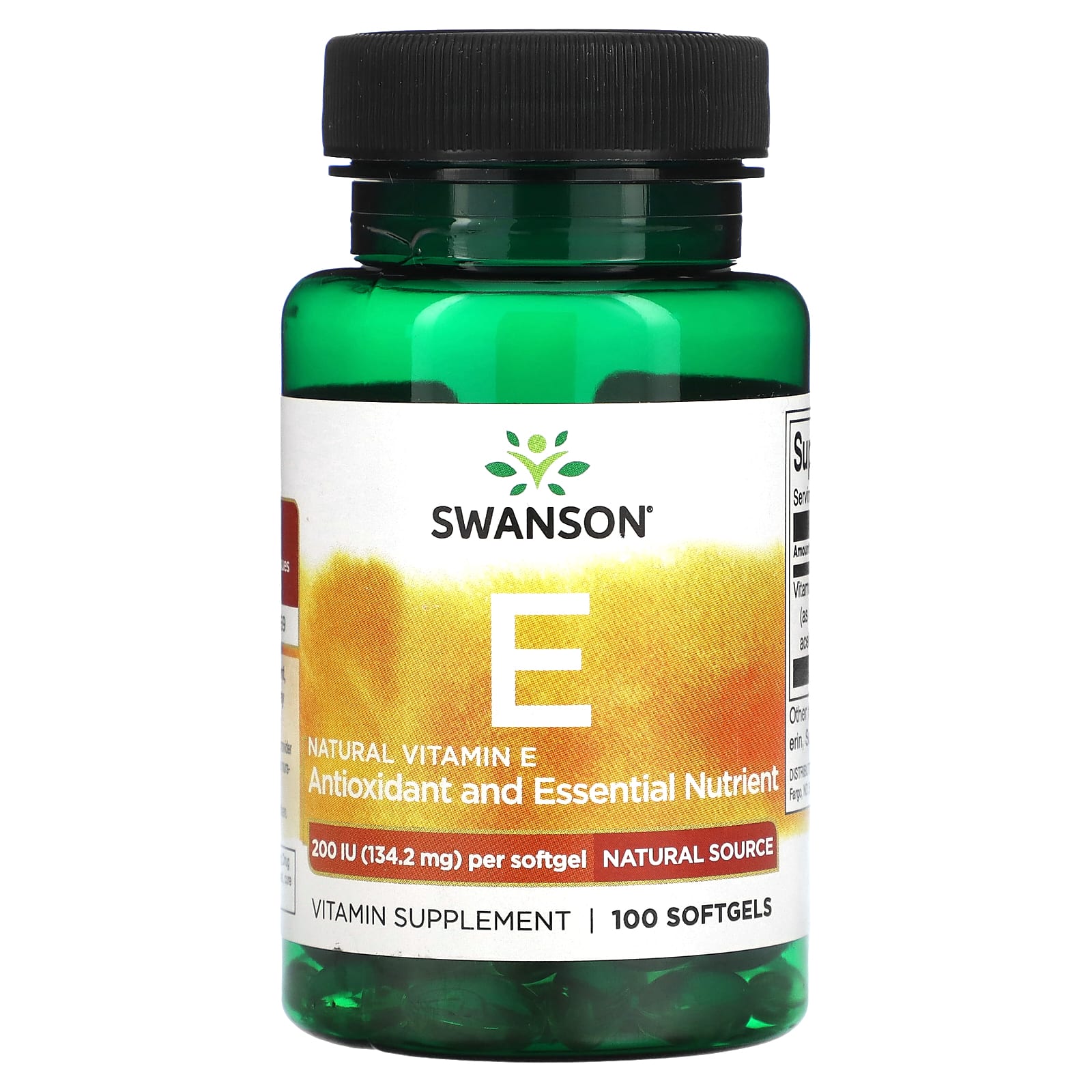 Swanson, Natural Vitamin E, 134.2 mg, 100 Softgels - Image 1