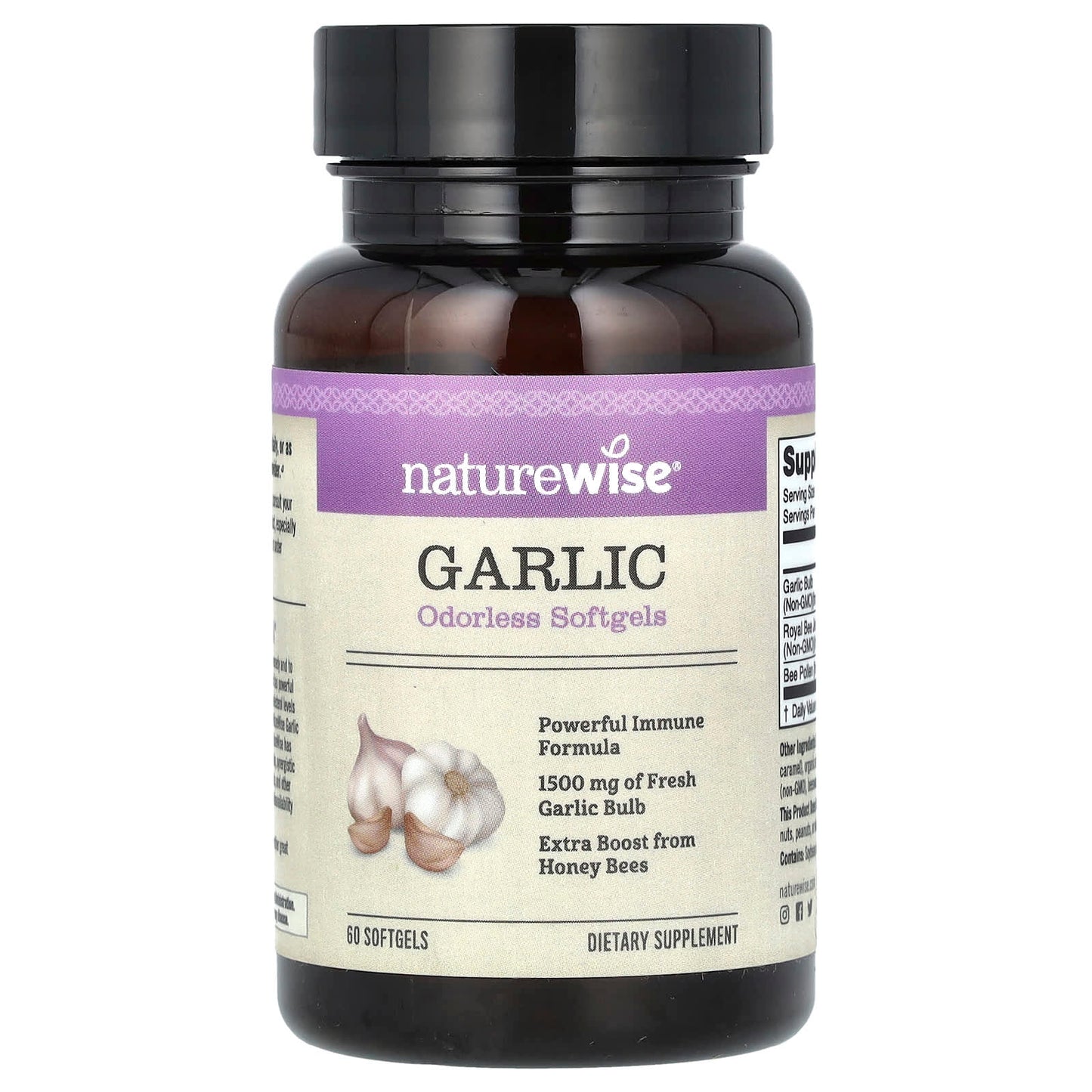 NatureWise, Garlic, 1,500 mg, 60 Softgels - Image 1