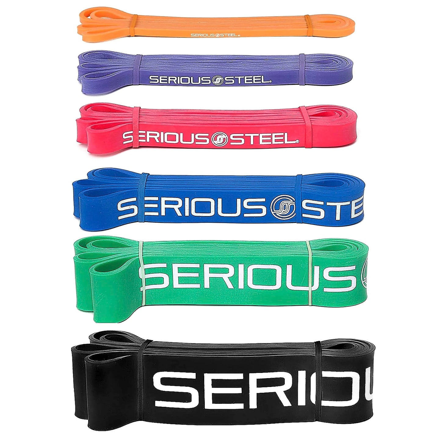 Serious Steel Fitness, 32 Inch Resistance Band, Complete Set, 6 Piece Set - Image 1