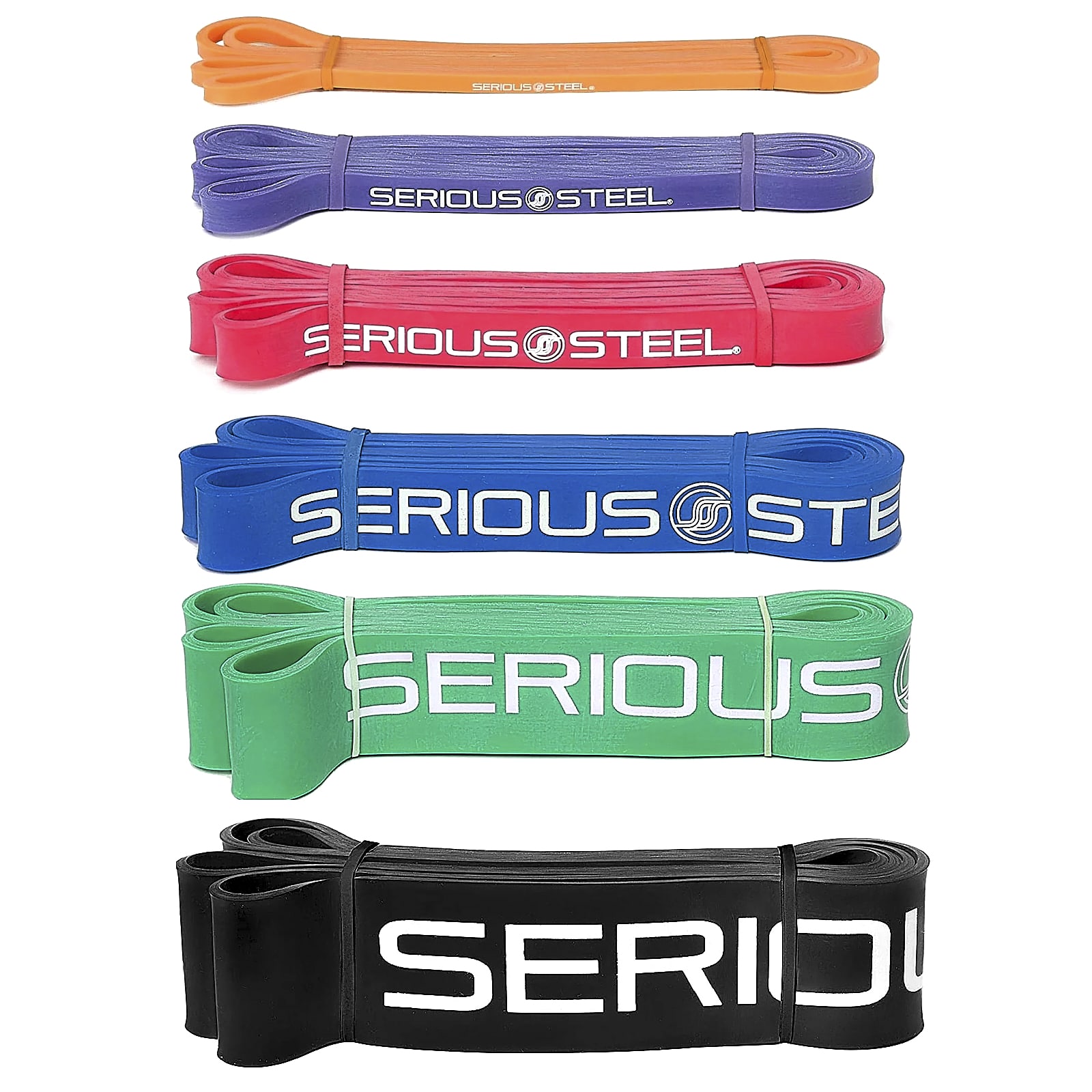 Serious Steel Fitness, 32 Inch Resistance Band, Complete Set, 6 Piece Set - Image 1