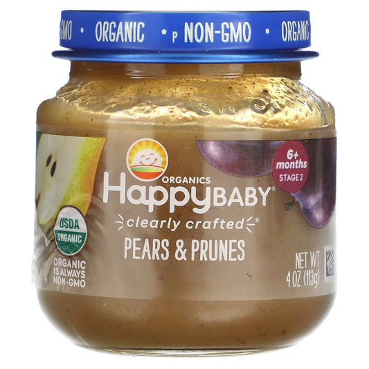 Happy Family Organics USDA Organic Baby Food Pears & Prunes 6+ Months 4 oz (113g) - Image 1