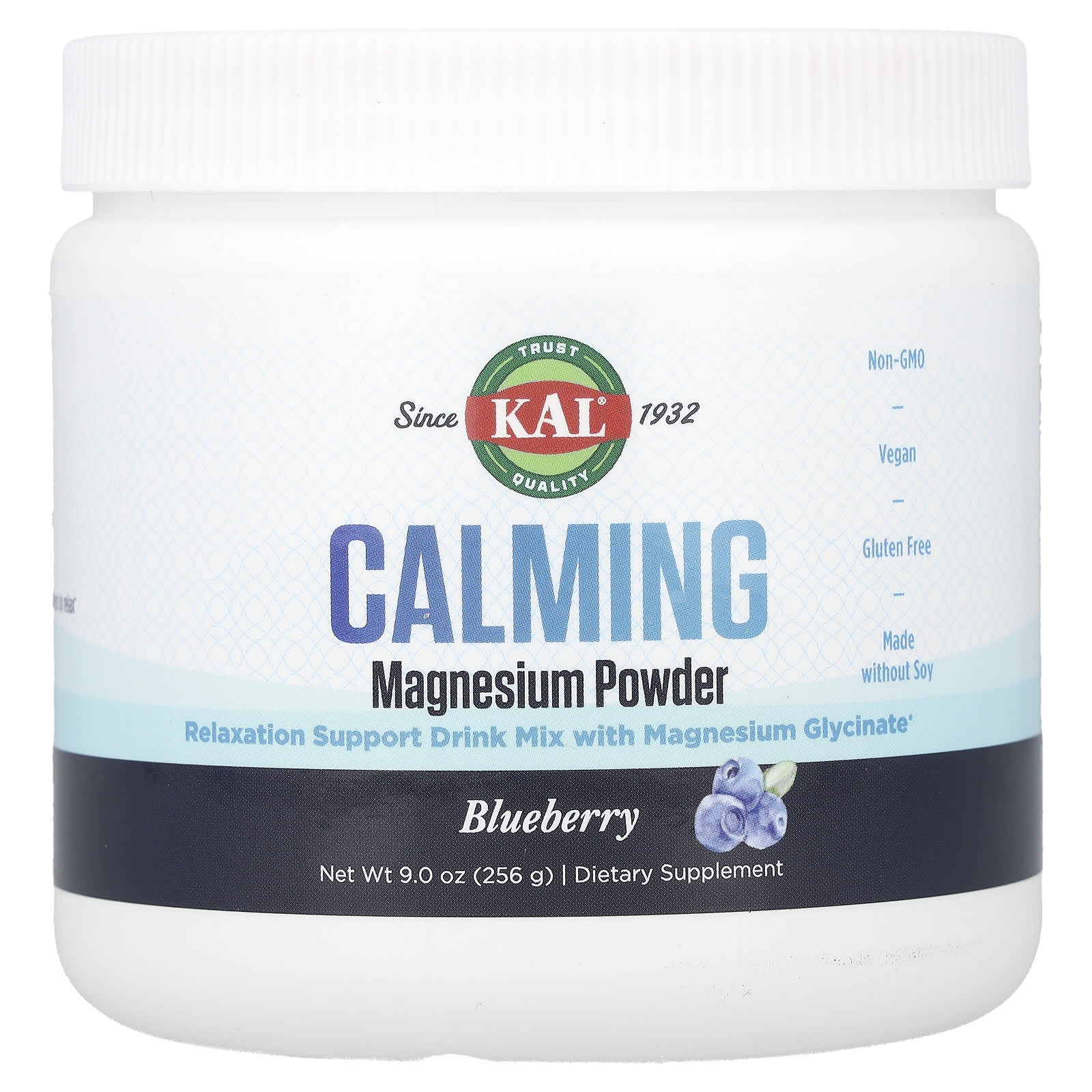 KAL, Calming Magnesium Powder, Blueberry, 9 oz (256 g) - Image 1